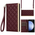 thumbnail image 1 of for Samsung Galaxy S25 Plus Elegant PU Leather Folio Flip Wallet Case, Kickstand Wrist Strap & Adjustable Shoulder Strap Card Slots Shockproof Heavy Duty Protection Girls Women Phone Cover, Winered, 1 of 6