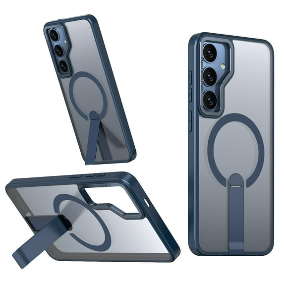 for Samsung Galaxy S25 Plus Magnetic Case with Kickstand, Compatible with Magsafe, Anti-Fingerprint Drop Protection, Matte Translucent Thin Lightweight Anti-Scratch Case for S25 Plus, Blue