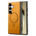 thumbnail image 1 of for Samsung Galaxy S25 Plus Magnetic Case, Luxury PU Leather Skin-Feel Back Protective Phone Cover Compatible with Mag-Safe Support Car Mount Holder for Samsung Galaxy S25 Plus, Yellow, 1 of 1
