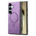 thumbnail image 1 of for Samsung Galaxy S25 Plus Magnetic Case, Luxury PU Leather Skin-Feel Back Protective Phone Cover Compatible with Mag-Safe Support Car Mount Holder for Samsung Galaxy S25 Plus, Purple, 1 of 10