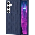 thumbnail image 1 of for Samsung Galaxy S25+ Plus (Not S25) Cooling Case with Magnetic Ring, Hard PC Slim Cellular Hole Heat Dissipation Mesh Breathable Hollow Honeycomb Case for Samsung Galaxy S25 Plus SR-Blue, 1 of 16