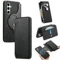 thumbnail image 1 of for Samsung Galaxy S25 Plus Phone Case, Detachable Magnetic Wallet, Card Slot Pocket Zipper Retro PU Leather Flip Folio Case Compatible with Kickstand Magsafe for Samsung Galaxy S25 Plus, Black, 1 of 9