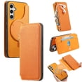 thumbnail image 1 of for Samsung Galaxy S25 Plus Phone Case, Detachable Magnetic Wallet, Card Slot Pocket Zipper Retro PU Leather Flip Folio Case Compatible with Kickstand Magsafe for Samsung Galaxy S25 Plus, Yellow, 1 of 1