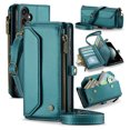 thumbnail image 1 of for Samsung Galaxy S25 Plus Rugged Case, Classic PU Leather Shoulder Strap Wrist Strap Zipper Pocket RFID Blocking Wireless Charging Kickstand Case Cover for Samsung Galaxy S25 Plus, Green, 1 of 9
