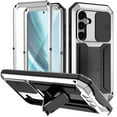 thumbnail image 1 of for Samsung Galaxy S25 Plus Rugged Metal Case, with Screen Protector Kickstand Camera Sliding Cover for S25 Plus Full Cover Military Sturdy Armor Shockproof Dorp Test Cover for Outdoor, Silver, 1 of 7