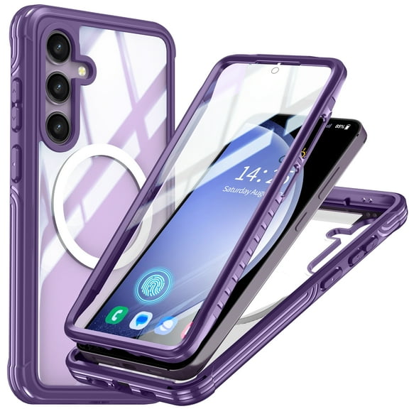 for Samsung Galaxy S25 Plus Shockproof Dustproof Case, Compatible with MagSafe Heavy Duty/Military Grade/Rugged Protection Built in Screen Protector Phone Case for Samsung Galaxy S25 Plus, Purple