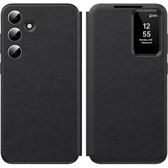 for Samsung Galaxy S25 Plus with Smart Small Screen View, S-View Wallet Phone Case, for Samsung S25 Plus Case Smart Window Cover, Smart Flip Leather Protective Cover for Samsung S25 Plus 5G Case