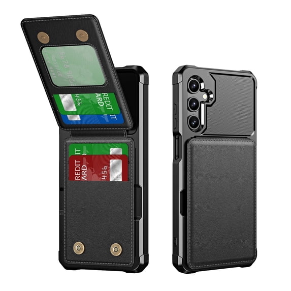 for Samsung Galaxy S25 Plus Wallet Case, Built-in 4 Card Holders Kickstand Purse Cover, Military Grade Enhanced Corners Drop Protection, Rugged Protective Phone Case for Galaxy S25 Plus, Black