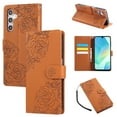 thumbnail image 1 of for Samsung Galaxy S25 Plus Wallet Case with Credit Card Holder, Flower Pattern Flip PU Leather Stand Shockproof Protective Phone Cover for Galaxy S25 Plus Magnetic Clasp Purse Case, Brown, 1 of 11