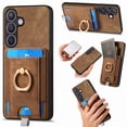 thumbnail image 1 of for Samsung Galaxy S25 Plus Wallet Case with Detachable Card Holder & 360° Rotation Finger Ring Holder Stand, Shockproof PU Leather Phone case with Card Slot for Men Women for S25 Plus, Brown, 1 of 10