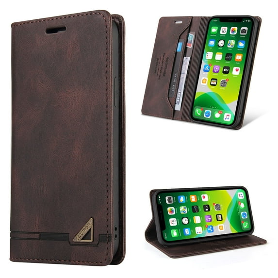 For Samsung Galaxy S25 Plus Wallet Case, PU Leather RFID Blocking Card Slots Magnetic Flip Holder Slim Durable Protective Phone Case Cover For Samsung Galaxy S25 Plus, Brown
