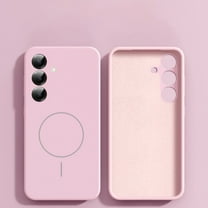 for Samsung Galaxy S25 Rubber Case Compatible with MagSafe, Supports Wireless Charging, Slim Silicone Case Shock Absorbing Drop Protection Skin Friendly for Samsung Galaxy S25, Pink