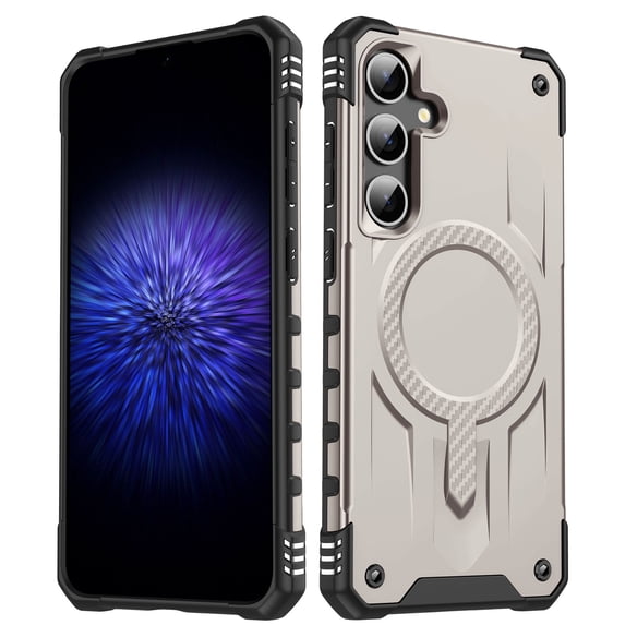 for Samsung Galaxy S25 Rugged Grip Phone Case,Compatible with MagSafe,Magnetic Case For Samsung Galaxy S25, Military-Grade Protection Anti-Scratch Anti-Slip Shockproof Cover,Gold