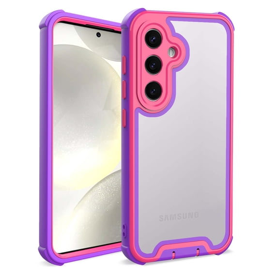 For Samsung Galaxy S25+ Rugged Phone Case,4-in1 Heavy Duty Designng,Transparent Back,Shockproof Anti-fall Military Grade Protection Drop Proof Thin Fit Bicolor Vivid Phone Case Cover,Purple