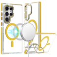 thumbnail image 1 of For Samsung Galaxy S25 /S24 Case, Hybrid Clear Back Case with Invisible Camera Bracket Stand, MagSafe Magnetic Circle, Shockproof Color Frame Phone Cover (Yellow), 1 of 12