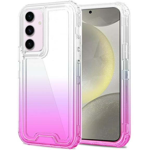 For Samsung Galaxy S25 /S24 Hybrid 3-in-1 Clear Case - Two-Tone Transparent Shockproof TPU + Hard Protective Frame Cover, XPM Phone Case [Clear + Purple]