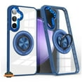 thumbnail image 1 of For Samsung Galaxy S25+ S25 Plus /S24+ Case, Clear Transparent Back Hybrid with Rotating Ring Stand, MagSafe Compatible Shockproof Slim TPU PC Phone Cover (Blue), 1 of 10