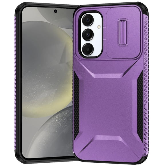 For Samsung Galaxy S25+ /S25 Plus /S24+ Plus Case, Slim Fit Shockproof Hybrid with Slide Camera Window Covering, Rugged Tpu Silicone Hard PC Bumper Phone Cover (Purple)