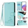 thumbnail image 1 of For Samsung Galaxy S25 Ultra 5G 6.9" RFID Blocking Protective Purse Case Cat Embossed Strong Magnetic Attachment/Closure, Card Slots/Pocket, PU Leather Flip Wallet Case With Hanging Rope,Light green, 1 of 8