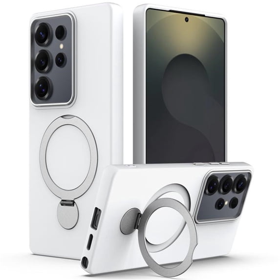 For Samsung Galaxy S25 Ultra 5G Case (Compatible With MagSafe) With Invisible Magnetic O-Ring Stand Military-Grade Shockproof Phone Case,White,For Galaxy S25 Ultra 5G