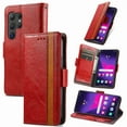 thumbnail image 1 of For Samsung Galaxy S25 Ultra 5G Leather Phone Case Wallet Folio Flip Cover Casual Business, [RFID Blocking] Multi Hidden Anti-theft Card Holder Cash Slot, Side Magnetic Buckle, Stand Support,Red, 1 of 9