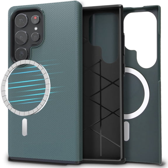 Samsung Galaxy S25 Ultra 6.9'' Case Dual Layer Shockproof Anti-Slip Cover [Compatible With Magsafe] Green
