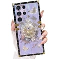 thumbnail image 1 of for Samsung Galaxy S25 Ultra Bling Case, Cute Sparkly Rhinestone Butterfly Foldable Kickstand Marble Shell Pattern Soft Bumper Women Girly Shockproof Protective Cover for S25 Ultra (Purple), 1 of 13