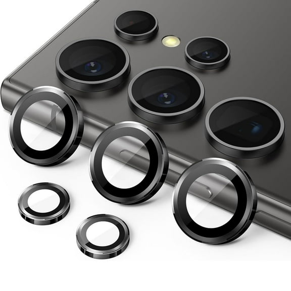 for Samsung Galaxy S25 Ultra Camera Lens Protector, 9H Tempered Glass Camera Cover Screen Protector Metal Individual Ring for Samsung Galaxy S25 Ultra, Black
