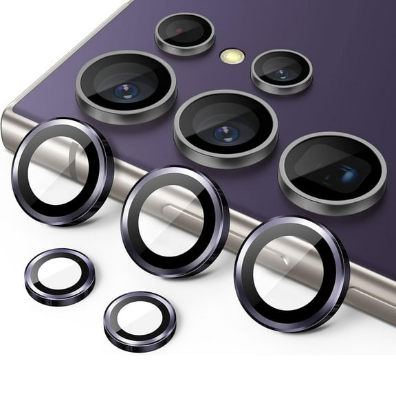 for Samsung Galaxy S25 Ultra Camera Lens Protector, 9H Tempered Glass Camera Cover Screen Protector Metal Individual Ring for Samsung Galaxy S25 Ultra, Purple