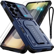 for Samsung Galaxy S25 Ultra Case with 2*Screen Protector, Slide Camera Cover, Kickstand, Lanyard Strap, Military Grade Shockproof Protective Heavy Duty Non-Slip for S25 Ultra Case-6.9, Blue