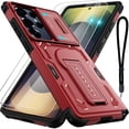 thumbnail image 1 of for Samsung Galaxy S25 Ultra Case with 2*Screen Protector, Slide Camera Cover & Kickstand, Lanyard Strap,Military Grade Shockproof Protective Heavy Duty Non-Slip for S25 Ultra Case-6.9'', Matte Red, 1 of 8