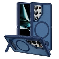 for Samsung Galaxy S25 Ultra Case,[Built-in Invisible Kickstand],Compatible with MagSafe,Military-Grade Drop Protection Double Layer Shockproof Slim Translucent Matte Phone Case,Royalblue Blue