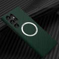 thumbnail image 1 of for Samsung Galaxy S25 Ultra Case, Carbon Fiber Texture Shockproof Protective Slim & Lightweight Cover Compatible with MagSafe Wireless Charger for Samsung Galaxy S25 Ultra, Green, 1 of 7