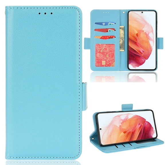 for Samsung Galaxy S25 Ultra Case, Classic Design PU Leather Wallet Magnetic Closure Flip Case with Kickstand Card Holder Slot Shockproof Protective Cover for Samsung Galaxy S25 Ultra - Cyanblue