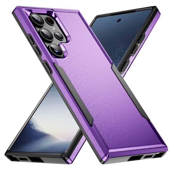 for Samsung Galaxy S25 Ultra Case, Dual Layers Shell Hard PC + Soft TPU Back Shell Heavy Duty Military Drop Protection Rugged Shockproof Hybrid Case for Samsung Galaxy S25 Ultra, Purple/Black
