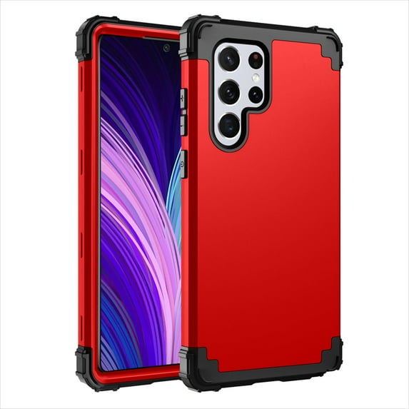 for Samsung Galaxy S25 Ultra Case, Heavy Duty Military Grade Drop Protection Hybrid Cover, Rugged Shockproof Dustproof Triple-Layers Tough Phone Case for Samsung Galaxy S25 Ultra, Red