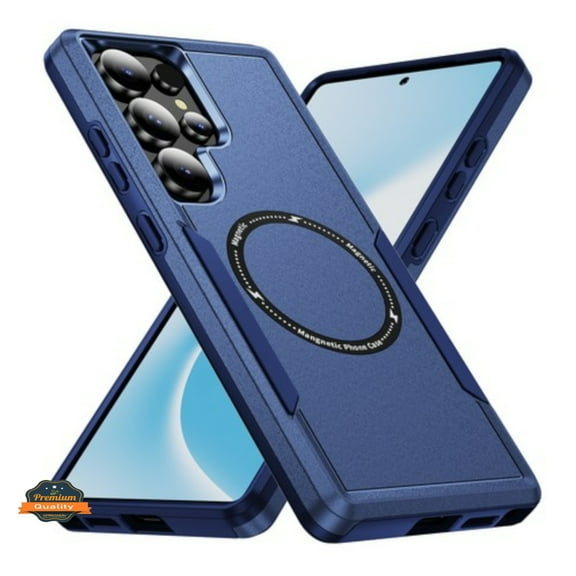 For Samsung Galaxy S25 Ultra Case, Heavy Duty Rugged & Dual-Layer Protection and Magnetic Circle Compatible with Magsafe Shockproof Phone Cover (Blue)