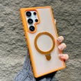 thumbnail image 1 of for Samsung Galaxy S25 Ultra Case with Invisible Ring Stand, Military Grade Drop Protection Compatible with Mag-Safe Translucent Back Protective Phone Cover for for Samsung Galaxy S25 Ultra, Orange, 1 of 11
