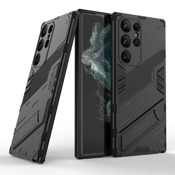for Samsung Galaxy S25 Ultra Case, Kickstand Rugged Shockproof TPU Matte Textured All-Inclusive Lens Protective Shell Hard PC Back Cover Sturdy Phone Case for Samsung Galaxy S25 Ultra, Black
