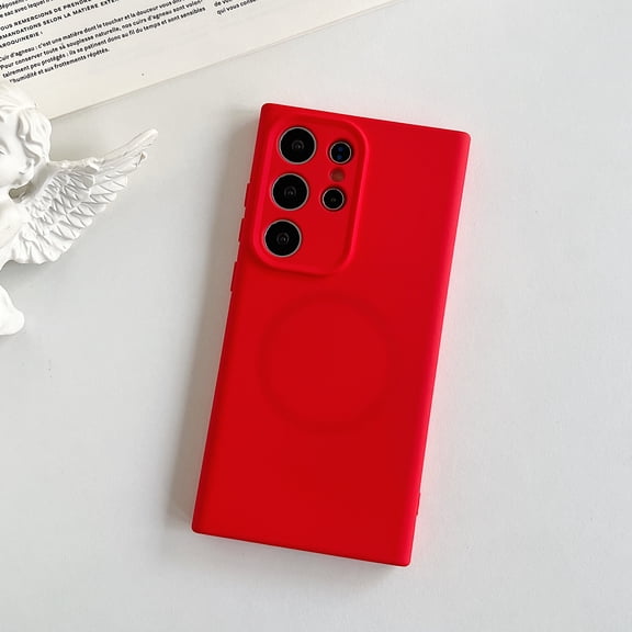 For Samsung Galaxy S25 Ultra Case, Magnetic Cover Compatible with Magsafe & Car Mount Soft Silicone Shockproof Anti-Scratch Bumper Drop Protection Phone Case for Samsung Galaxy S25 Ultra, Red