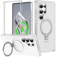 thumbnail image 1 of For Samsung Galaxy S25 Ultra Case with Magnetic Ring Stand, 2-in-1 Translucent Matte Shockproof Protective Cover, Wireless Charging Compatible, No Film Included, 1 of 6