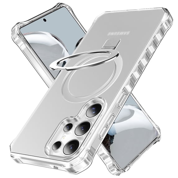 For Samsung Galaxy S25 Ultra Case, Matte Translucent PC Back Cover Not-Yellowing Corner Protective Invisible Kickstand Bumper Shockproof Anti-Scratch Phone Case for Samsung Galaxy S25 Ultra, Clear