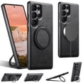 thumbnail image 1 of for Samsung Galaxy S25 Ultra Case, PU Leather Back + TPU Frame, 360° Rotating Ring Bracket Strong Magnetic, Wireless Charging Compatible, Ultra Slim Protective Phone Case Cover, Black, 1 of 6