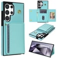 thumbnail image 1 of for Samsung Galaxy S25 Ultra Case, PU Leather Crossbody Wallet Case with Card Holder, Kickstand, Magnetic Clasp Folio Zipper Purse, Adjustable Removable Strap, Protective Back Cover, Mint, 1 of 9