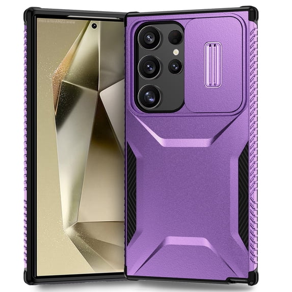 for Samsung Galaxy S25 Ultra Case with Sliding Camera Lens Protective Cover, Heavy Duty Shockproof Rugged Military Grade Drop Protection Phone Case for Samsung Galaxy S25 Ultra, Purple