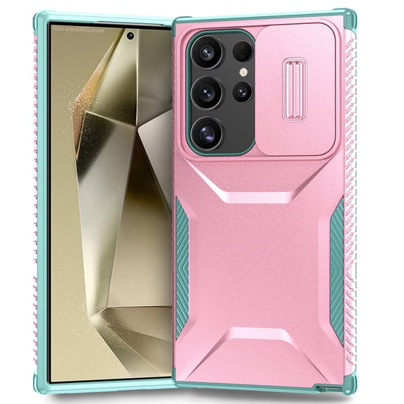 for Samsung Galaxy S25 Ultra Case with Sliding Camera Lens Protective Cover, Heavy Duty Shockproof Rugged Military Grade Drop Protection Phone Case for Samsung Galaxy S25 Ultra, Rosegold