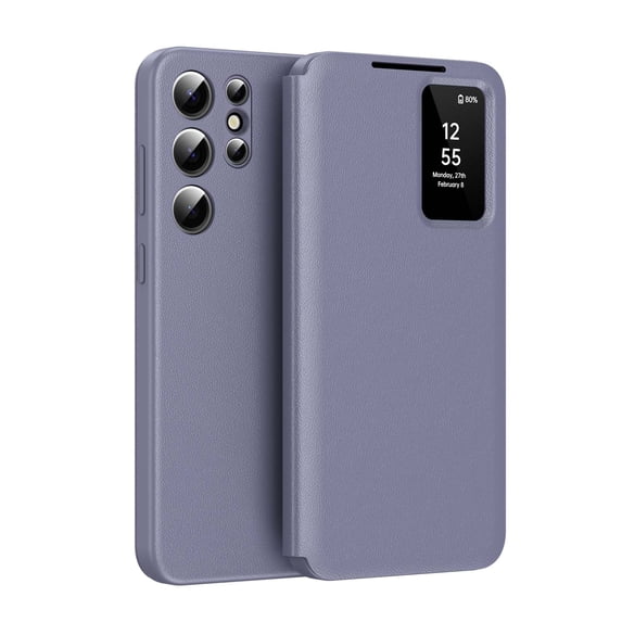 for Samsung Galaxy S25 Ultra Case Smart Clear View, Slim Design Wallet Leather Anti-Scratch Shockproof Phone Case, Card Holder Pocket Cover For Samsung Galaxy S25 Ultra Smart View,Purple