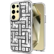 For Samsung Galaxy S25 Ultra Case, Sparkly 3D Design Diamond Shockproof Protective Bling Glitter Rhinestone Hybrid Skin PC & TPU Phone Cover Pinwheel Silver