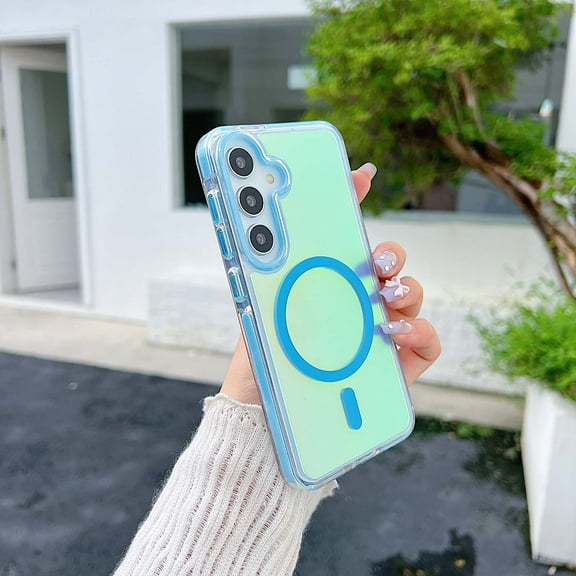 for Samsung Galaxy S25 Ultra Case, TPU + PC Material Protective Cover, Compatible with MagSafe, Ring kickstand Luxury Drop Protective Lightweight Ultra Slim Anti-Scratch Candy Color Phone Case, Blue