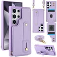 thumbnail image 1 of for Samsung Galaxy S25 Ultra Case, Wallet Case Lanyard Neck Strap with Kickstand Leather Card Holder Adjustable Detachable Necklace, Phone Protective Back Cover for Samsung Galaxy S25 Ultra, Purple, 1 of 8